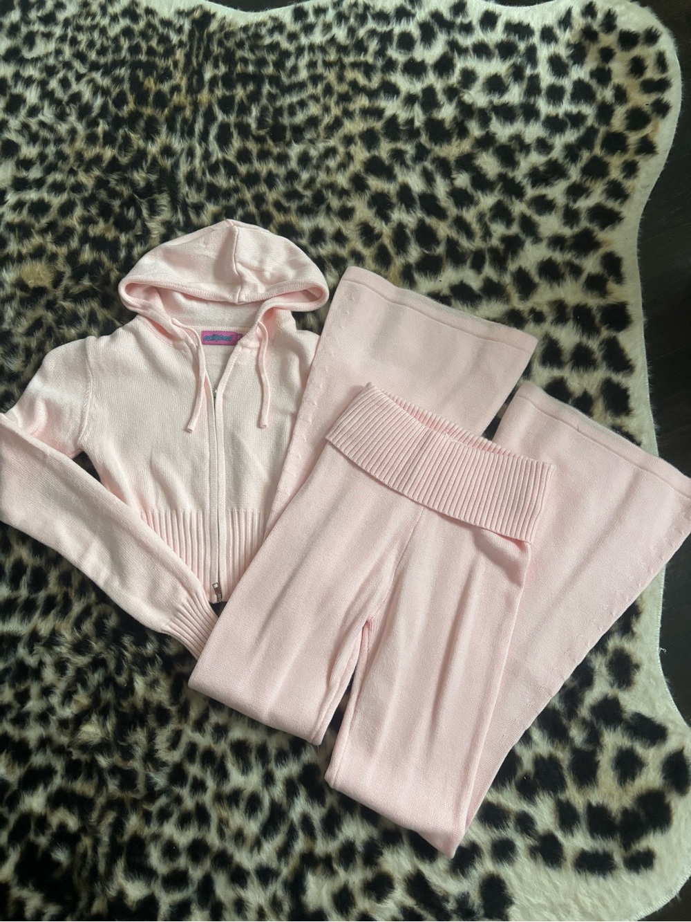 Edikted Light Pink Knitted Pullover & Pants Set